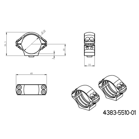 30mm kikarsiktesfäste | lång Picatinny QD Ergo-bas 