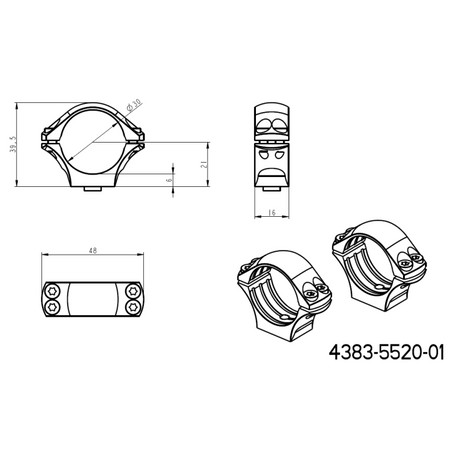 30mm kikarsiktesfäste | lång Picatinny QD Ergo-bas 