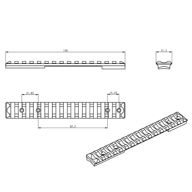 CZ 600 Picatinny skena | Medium 