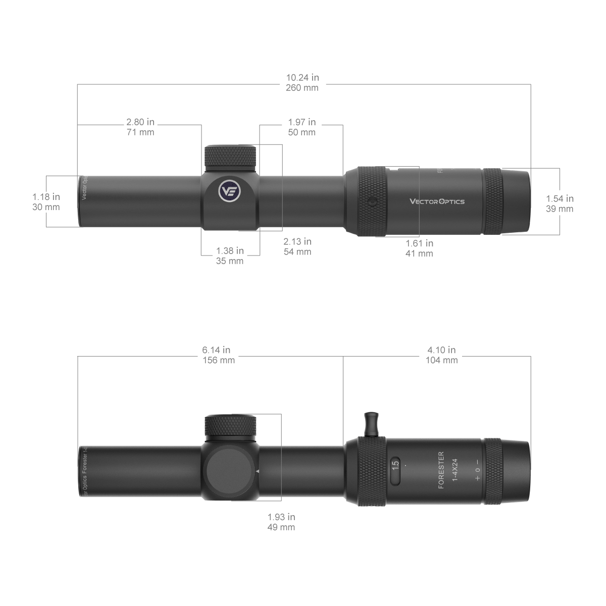 Vector Optics Skogvaktare 1-4x24SFP kikarsikte 