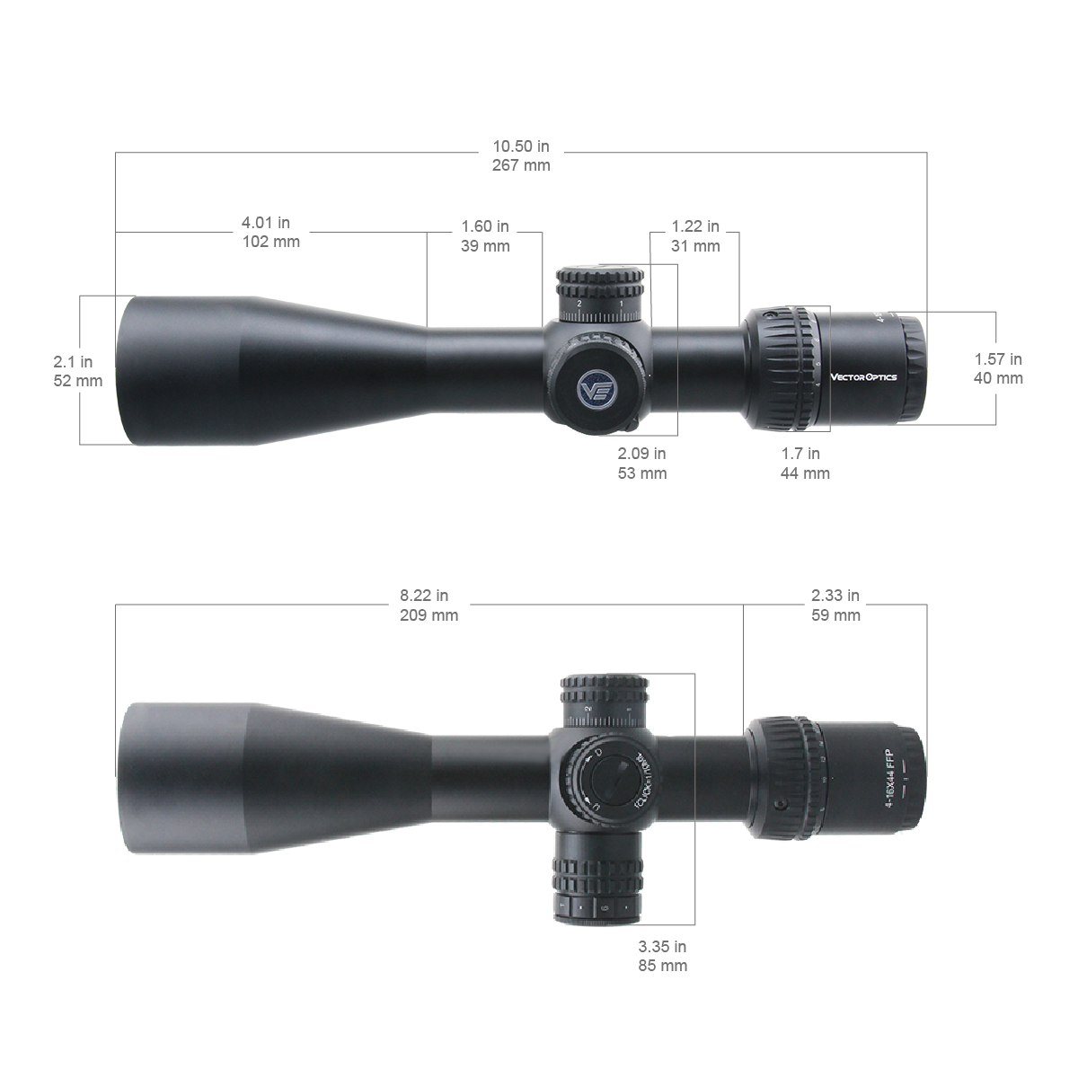 Vector Optics Veyron 4-16x44 IR Första fokalplanet Upplyst kikarsikte 