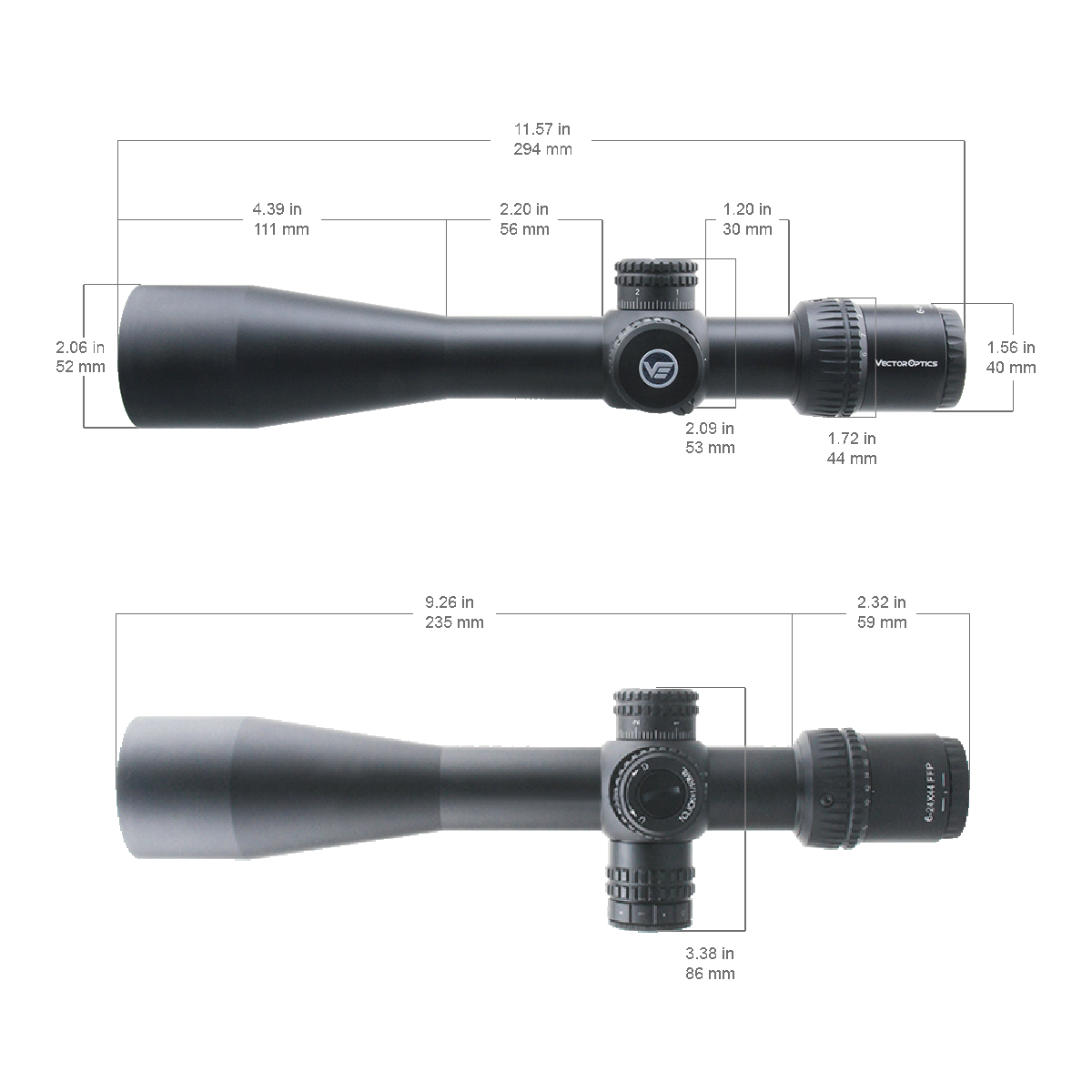 Vector Optics Veyron 6-24x44 IR Första Brännpunktsplanet Upplyst kikarsikte 