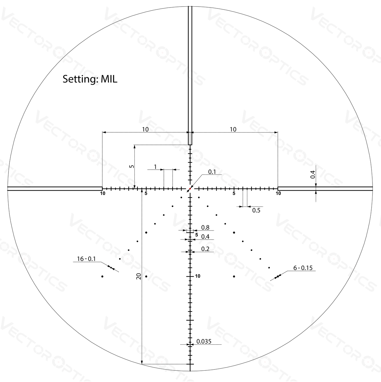 Vector Optics Veyron 4-16x44 IR Första fokalplanet Upplyst kikarsikte 